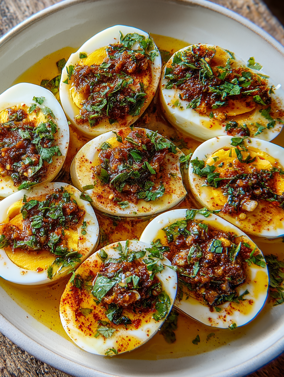 Cajun Boiled Eggs with Spicy Garlic Butter Sauce