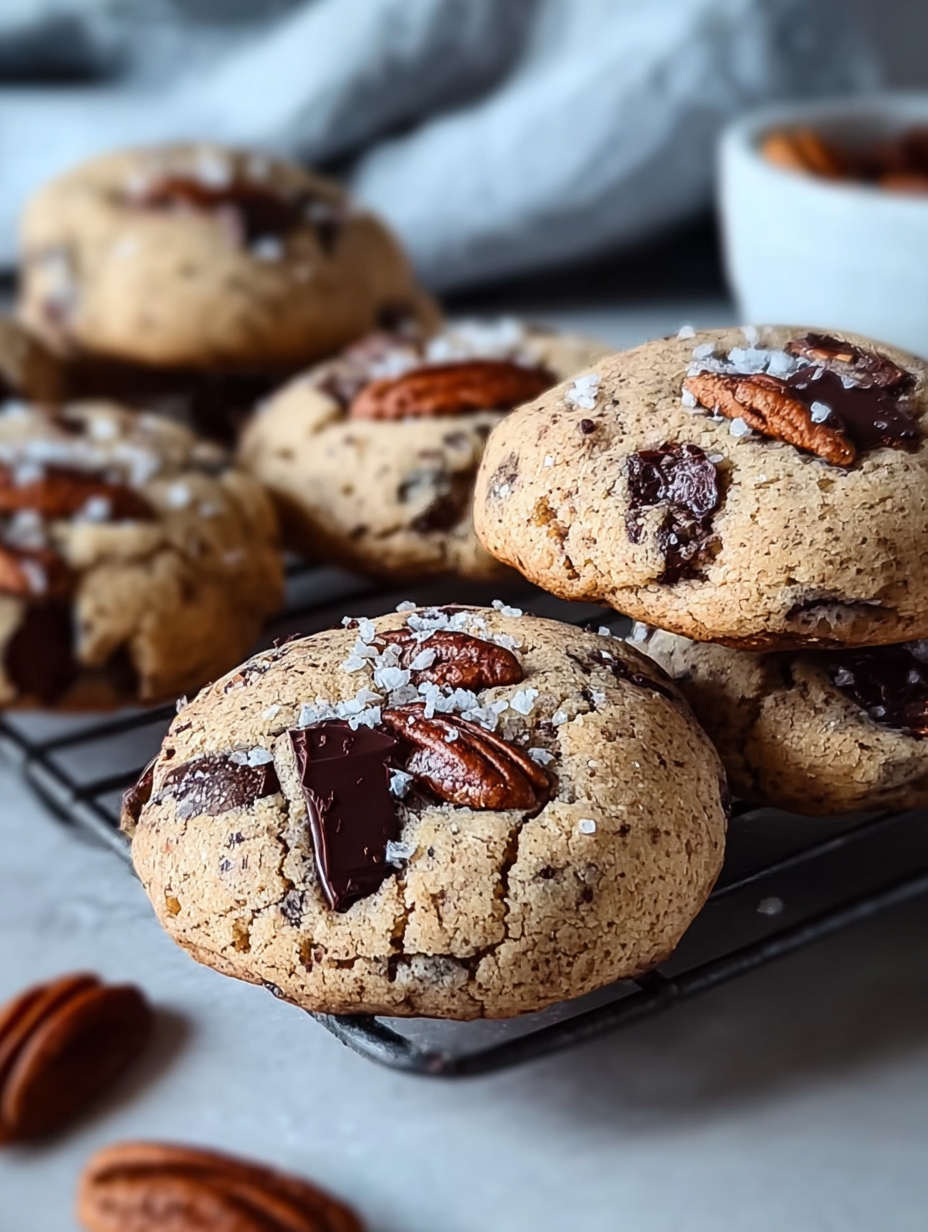 Pecan Softies with Sea Salt and Dark Chocolate