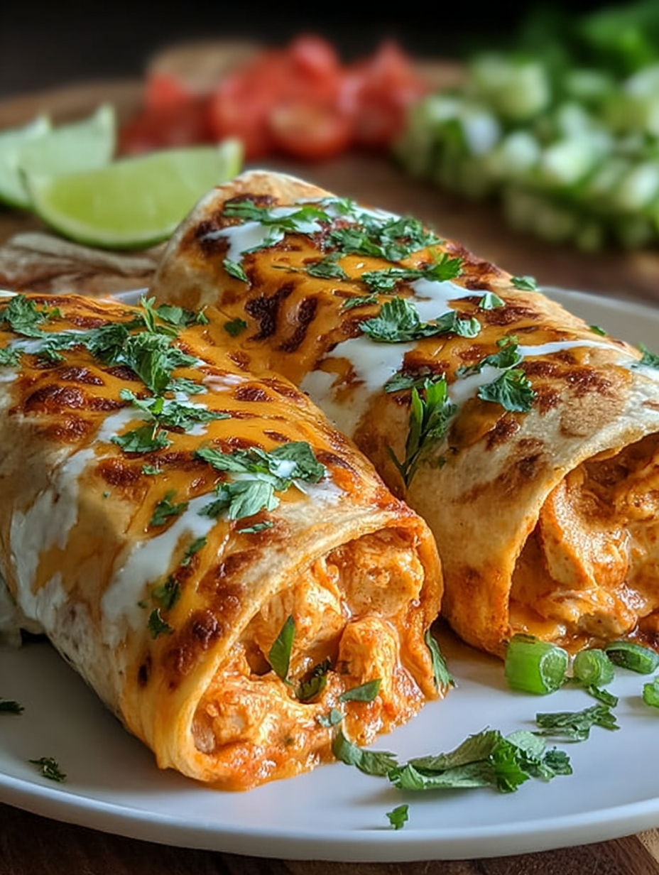 Cheesy Buffalo Chicken Burritos