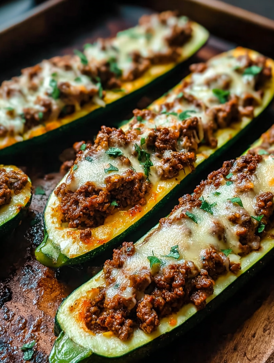 Ground Beef Zucchini Boats