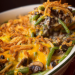 Hamburger Green Bean Casserole with Mushrooms