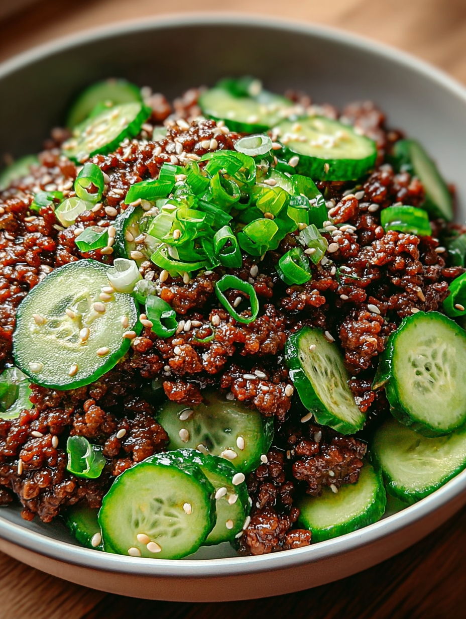 Korean Ground Beef & Cucumber Salad