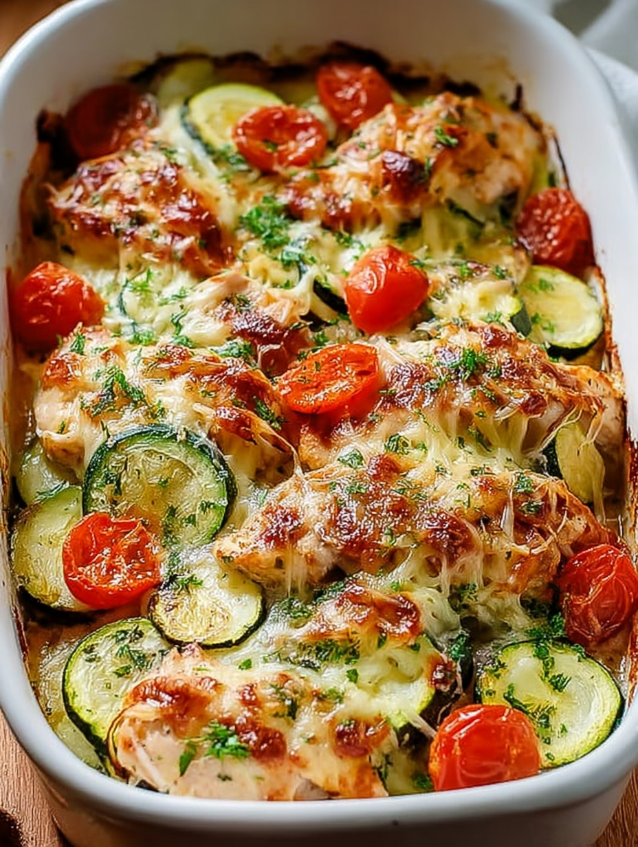 Mediterranean Chicken Zucchini Bake